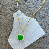 CRYSTAL HEART GREEN JADE necklace