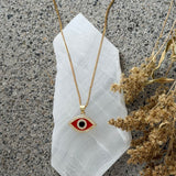 RED ENAMEL CRYSTAL EVIL EYE necklace