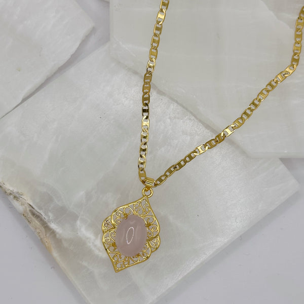 AMARA OVAL PINK JADE necklace