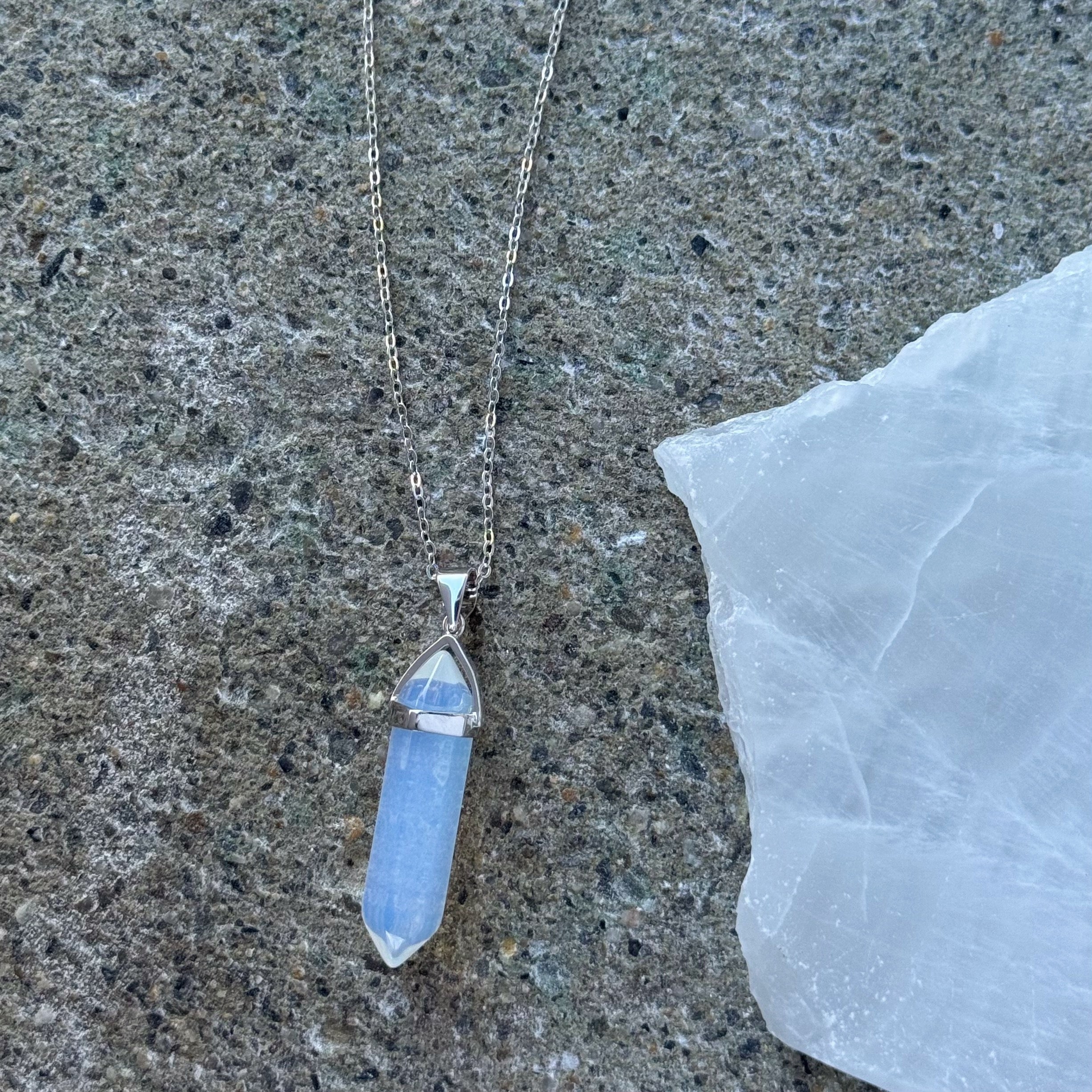 SILVER OPALITE AMULET necklace