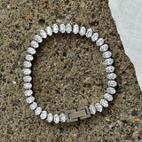 SILVER OVAL CRYSTAL STEEL bracelet