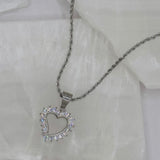 SILVER VINTAGE CRYSTAL HEART necklace