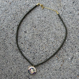 MULTI COLOR EYE OLIVE GREEN CHORD necklace