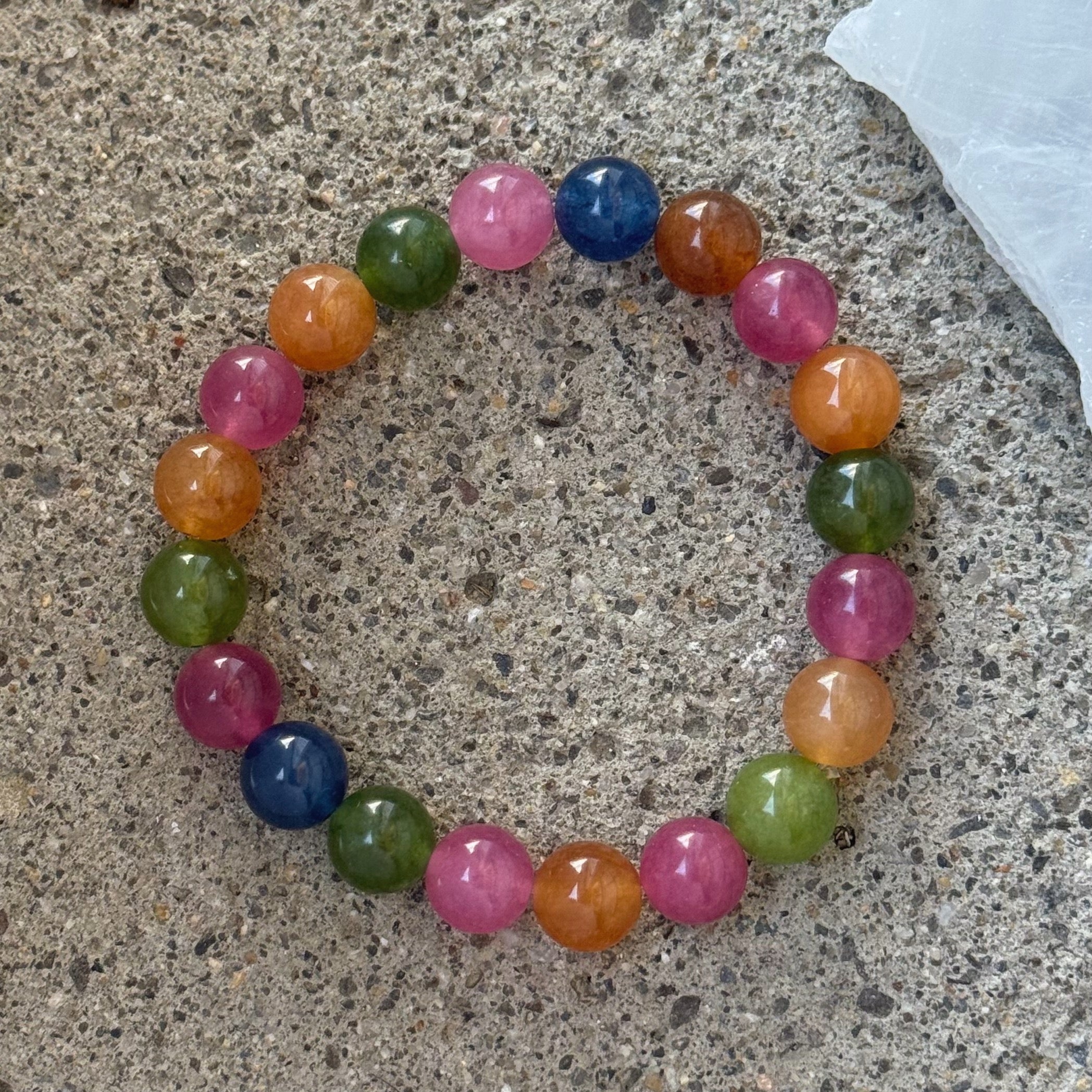 10MM RAINBOW TOURMALINE BEADED bracelet