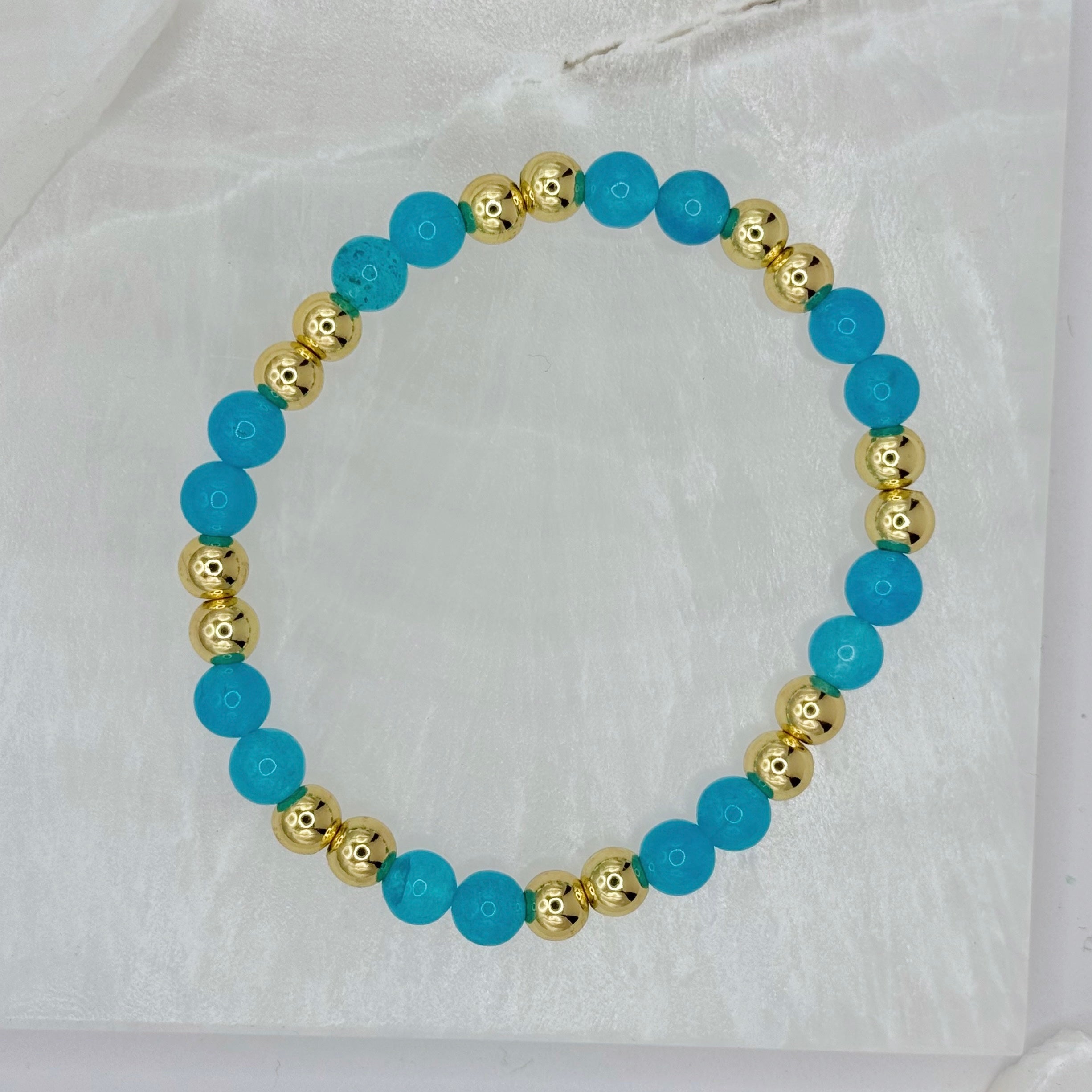 GOLD DOUBLE BLUE AGATE BEADED bracelet