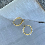 GOLD 17MM PEARL HOOP earrings