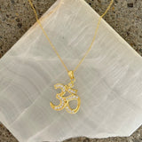 GOLD LARGE CRYSTAL OHM necklace