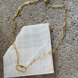 GOLD PAPER CLIP CARABINER necklace