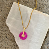 GOOD FORTUNE 18MM FUCHSIA JADE necklace