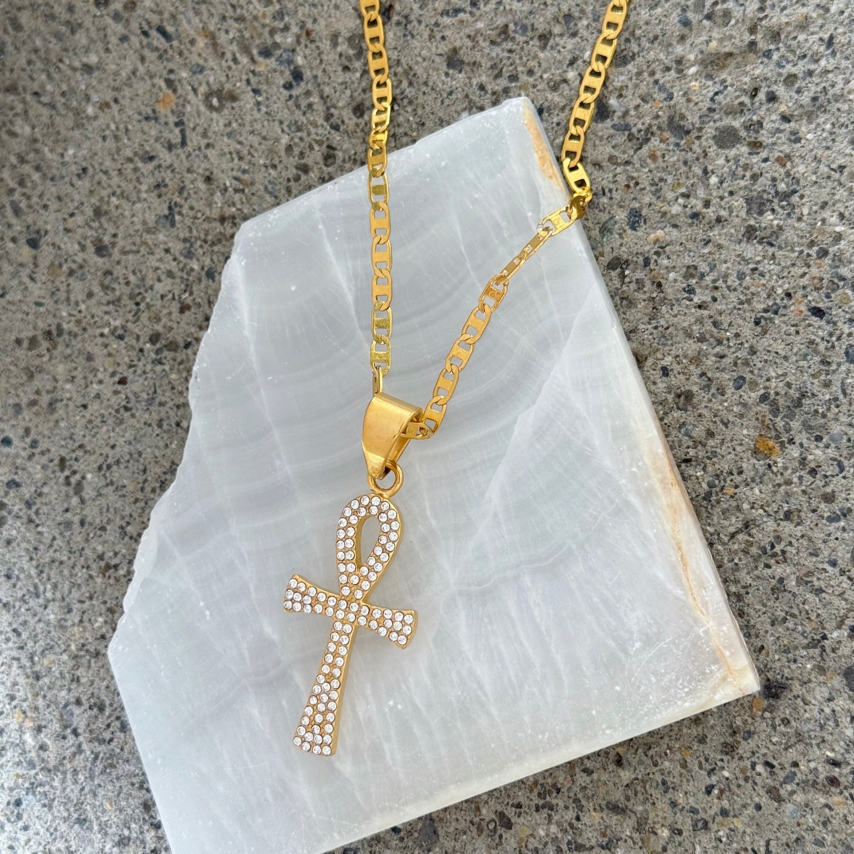 CRYSTAL GOLDEN LIFE ANKH necklace