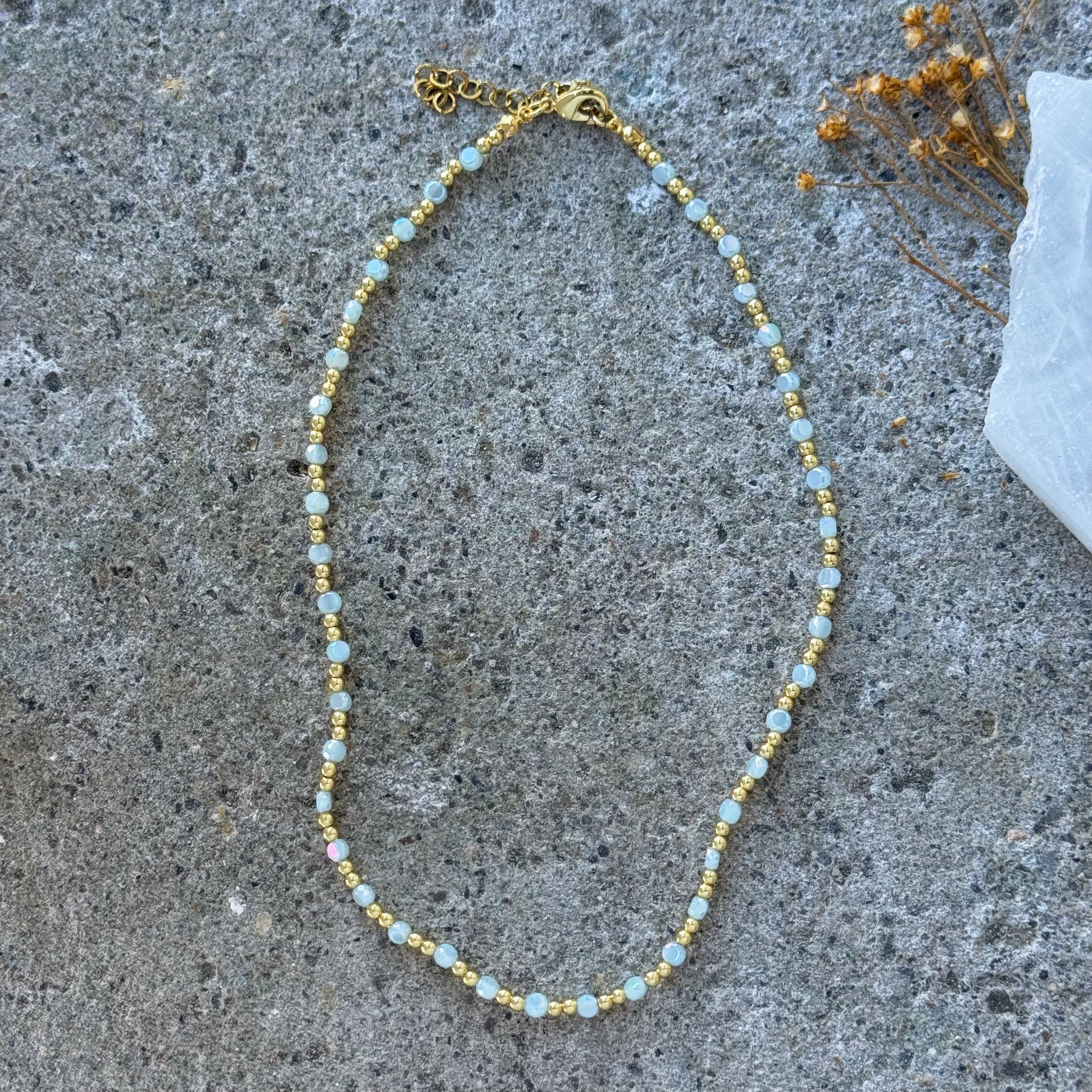 DIAMOND CUT BLUE AGATE BEADED necklace