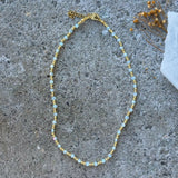 DIAMOND CUT BLUE AGATE BEADED necklace