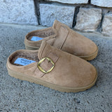SUEDE BUCKLE clogs
