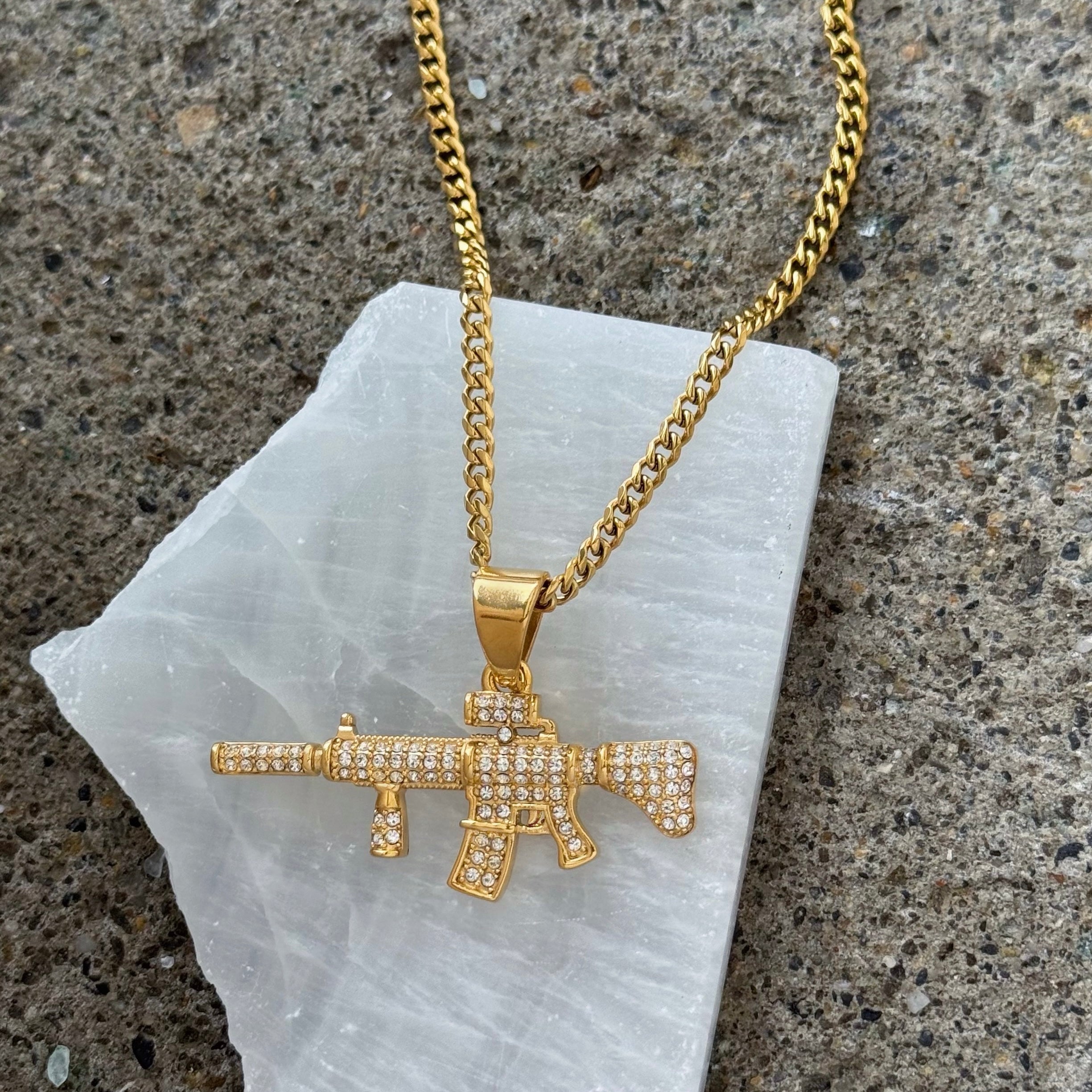 GOLD CRYSTAL AR15 necklace