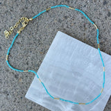 DIAMOND CUT AQUAMARINE MICRO BEADED necklace