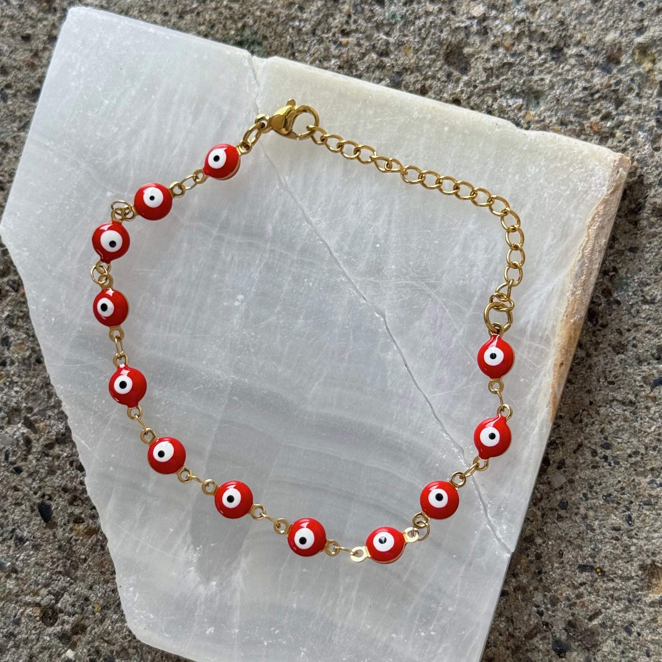 GOLD RED EVIL EYE STEEL bracelet