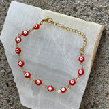 GOLD RED EVIL EYE STEEL bracelet