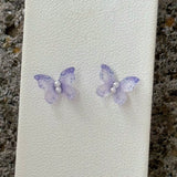 PURPLE BUTTERFLY PEARL STUD earrings