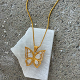 GOLD LARGE CRYSTAL BUTTERFLY II necklace