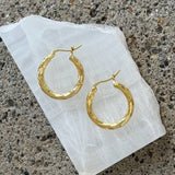 20MM GOLD DIAMOND CUT TWISTED HOOP earrings