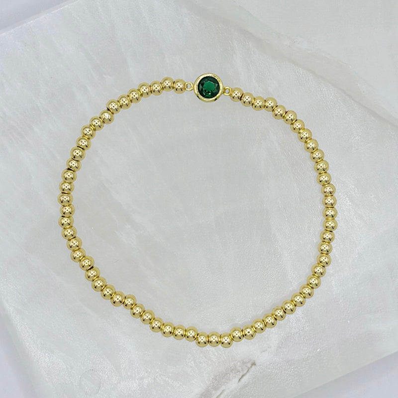 BEZEL GREEN CRYSTAL STUD BEADED bracelet