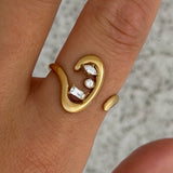 GOLD CRYSTAL SCULPTED STEEL ring
