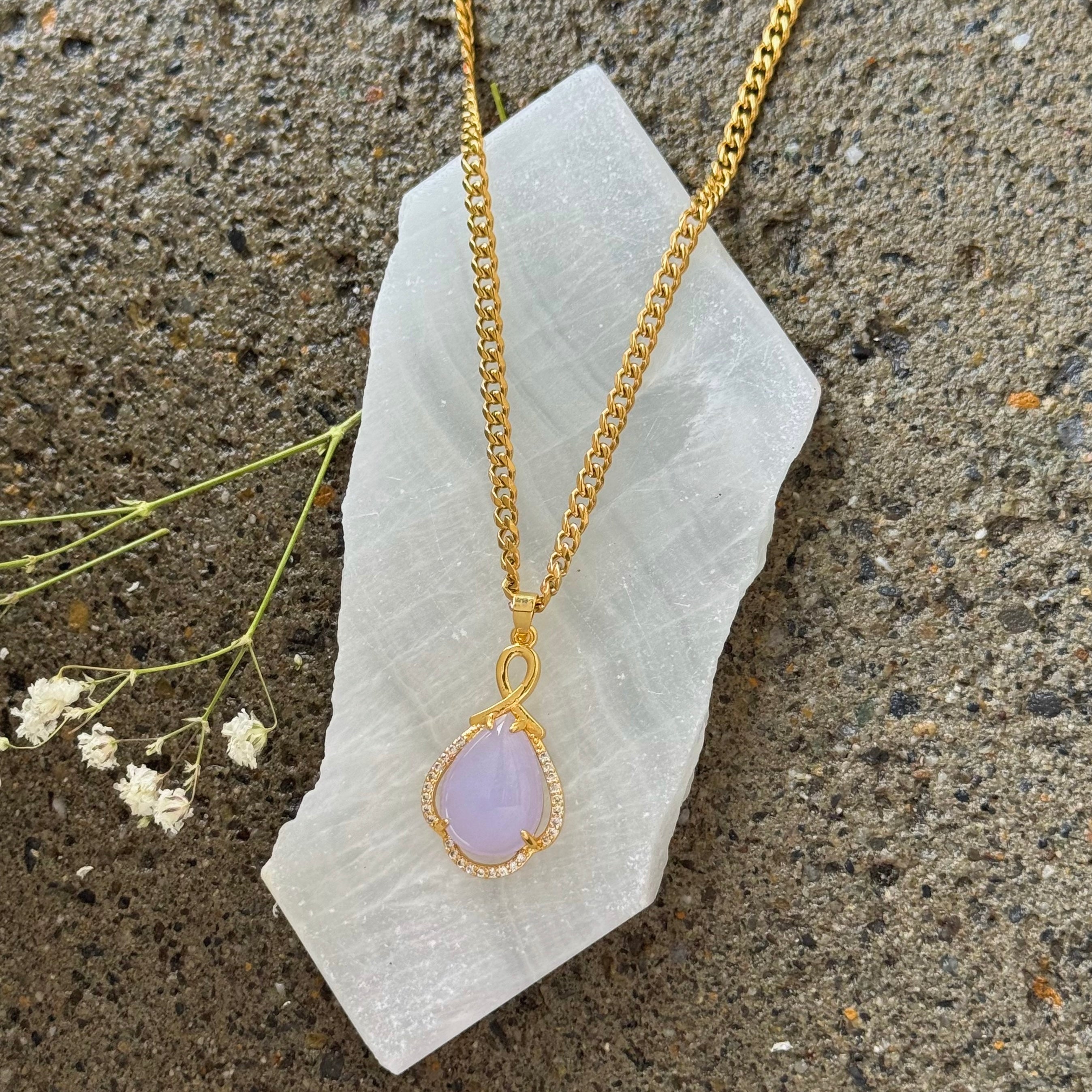HAYA TEARDROP LAVENDER JADE necklace