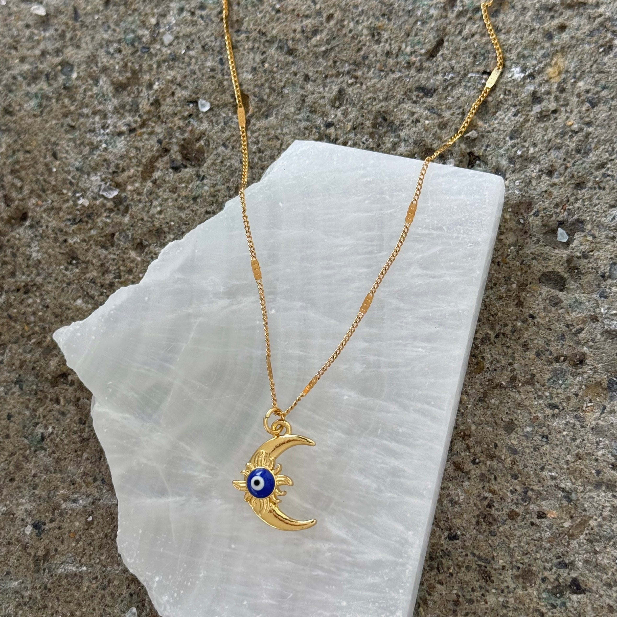 EVIL EYE CRESCENT MOON necklace
