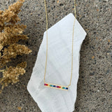 GOLD CRYSTAL MULTICOLOR BAR necklace
