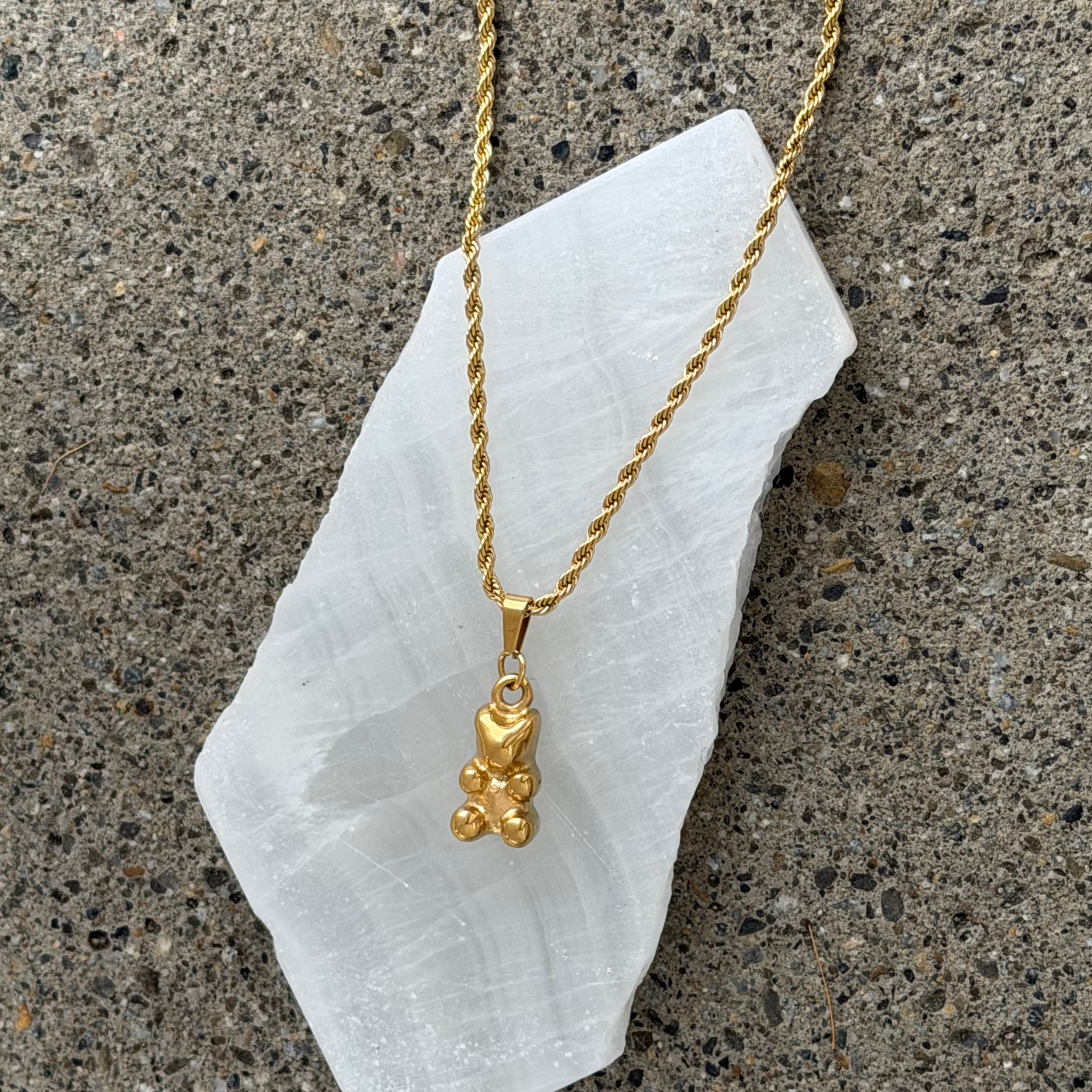 GOLDEN TEDDY BEAR necklace