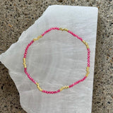 DIAMOND CUT ROSE QUARTZ GOLD BEADED STRETCHY bracelet