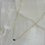 GOLD CRYSTAL SAPPHIRE CUSHION CUT necklace