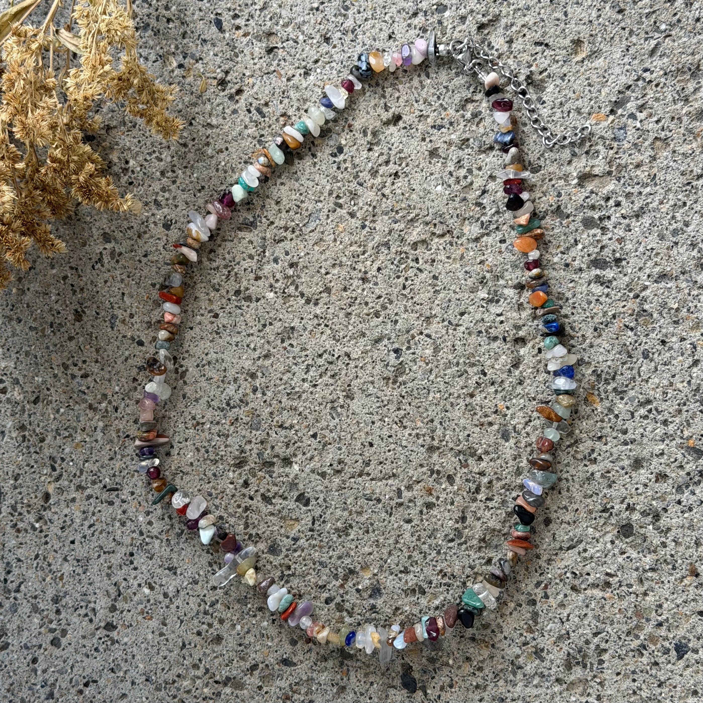 NATURAL STONES BEADED necklace