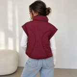 BURGUNDY SCULPTED QUILTED PUFFER vest