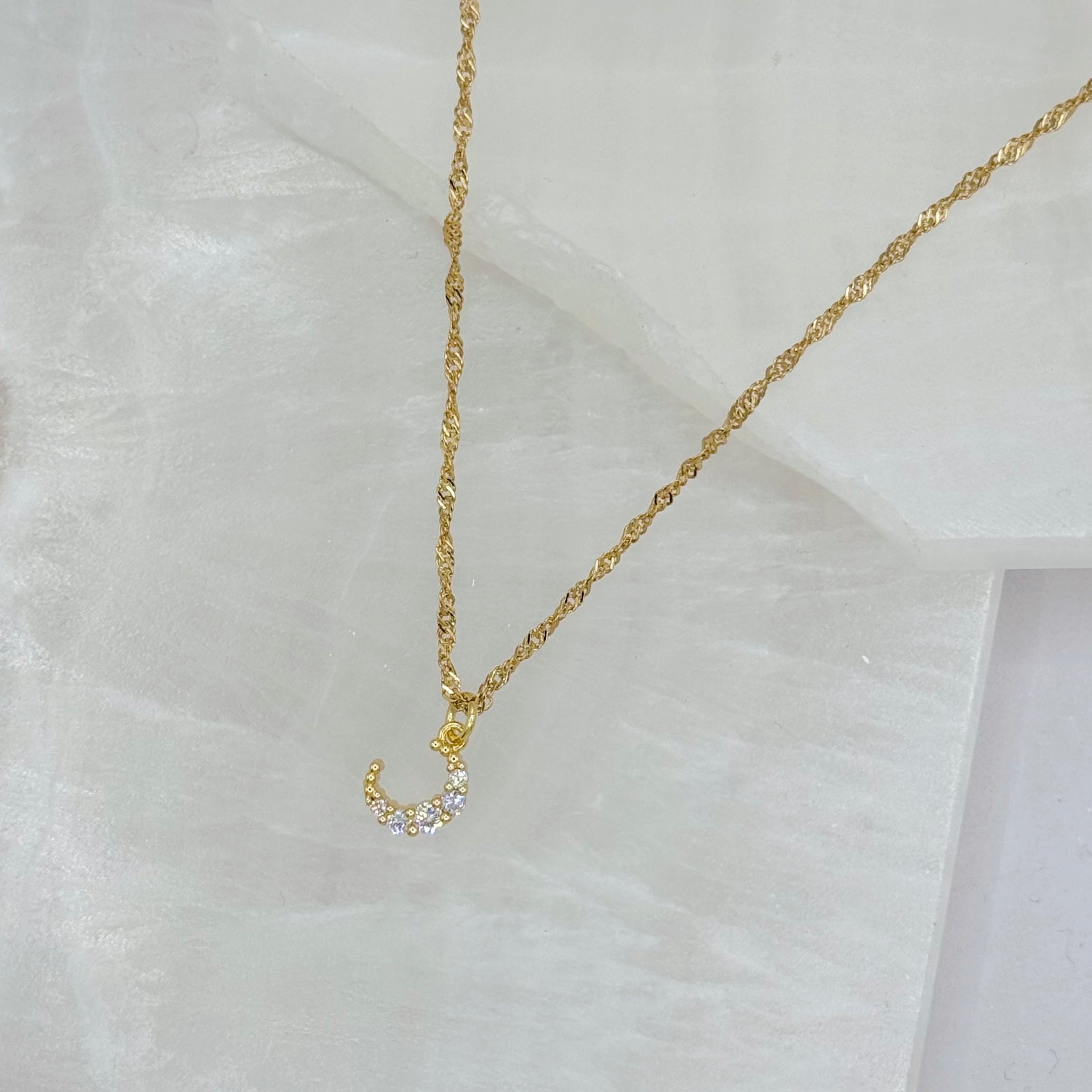 CRYSTAL CRESCENT MOON SUPER MINI II necklace