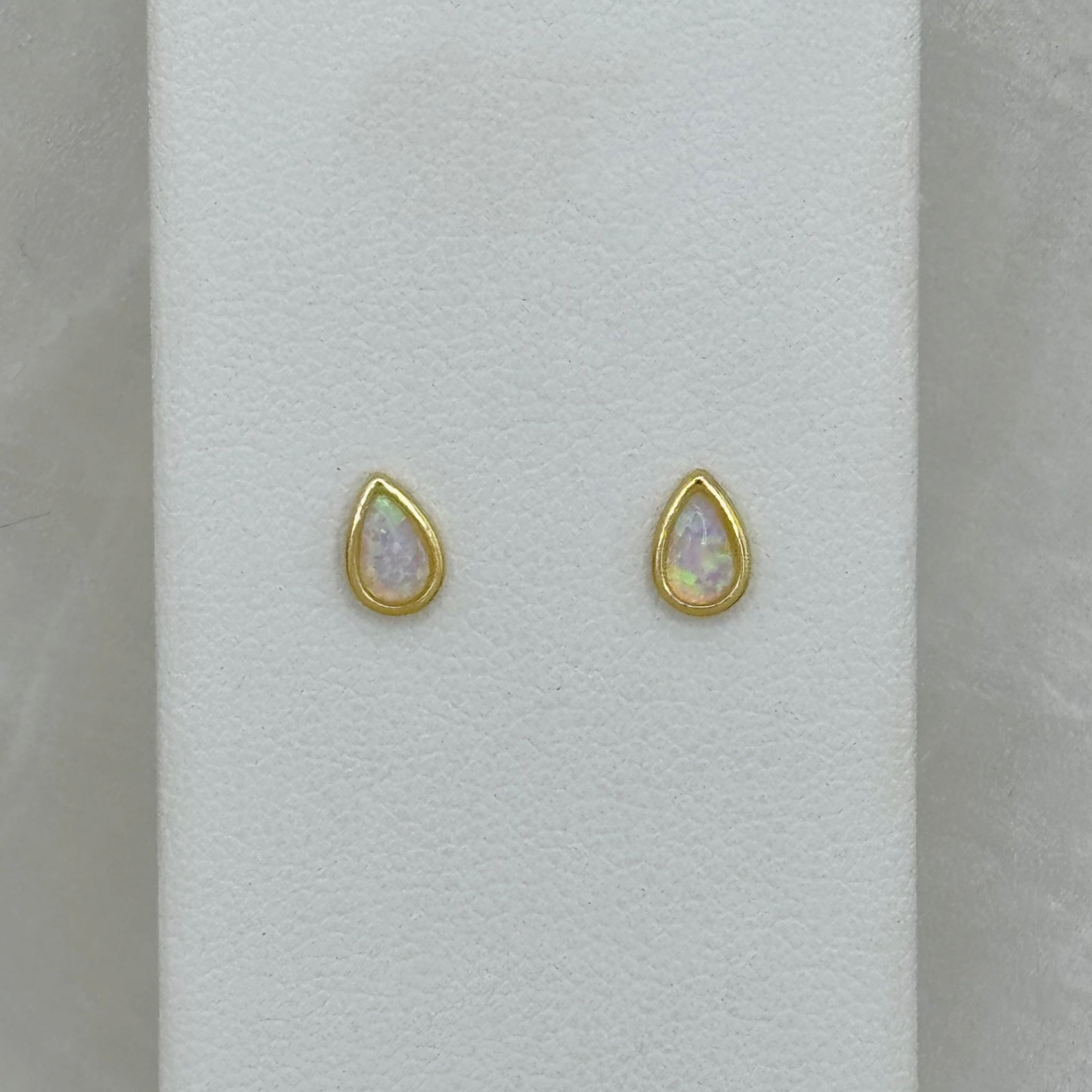 GOLD OPAL TEARDROP STUD earrings
