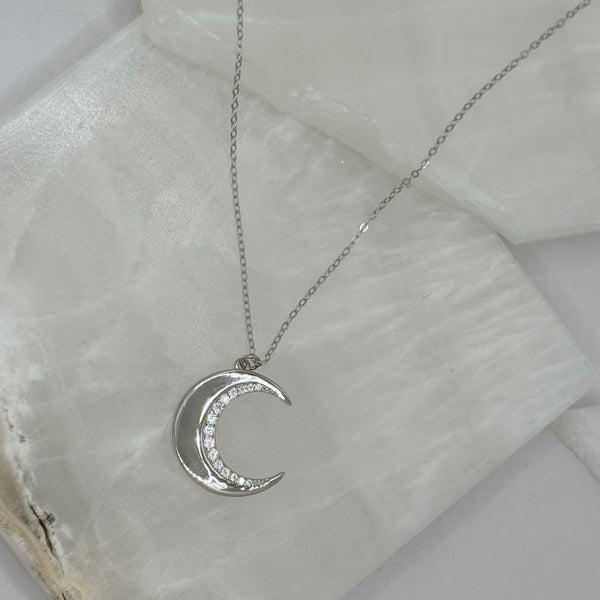 SILVER CRYSTAL ENCHANTED CRESCENT MOON necklace