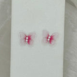 PINK BUTTERFLY PEARL STUD earrings