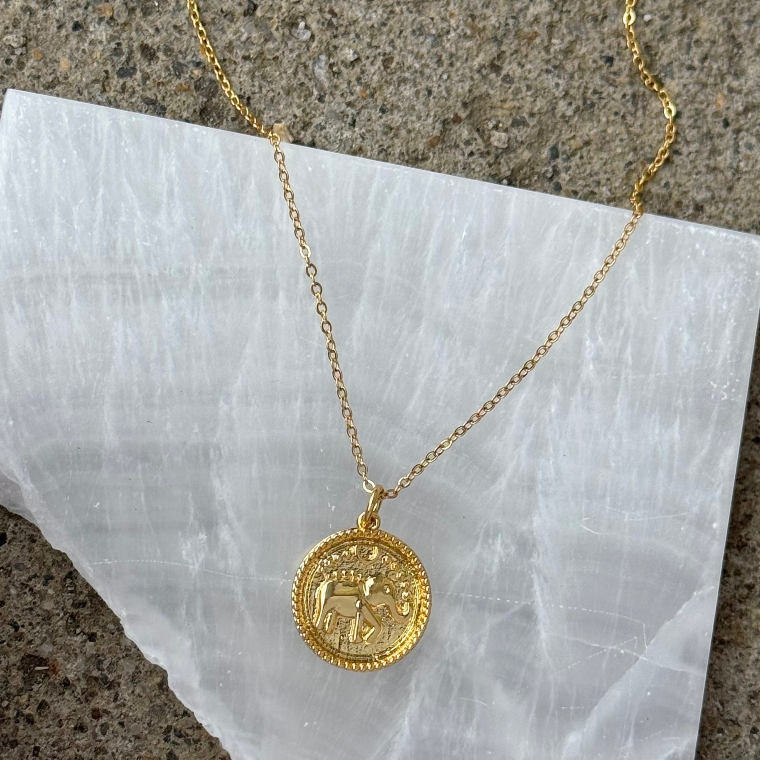 GOLD ELEPHANT MINI MEDALLION necklace