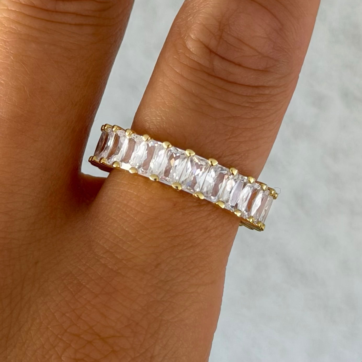 GOLD CRYSTAL BAGUETTE ring