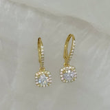 GOLD CLARA CUSHION CUT HALO earrings
