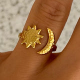 GOLD MOON & SUN STEEL ring
