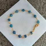 GOLD LIGHT BLUE EVIL EYE bracelet