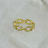 GOLD CRYSTAL CHAIN LINK ring