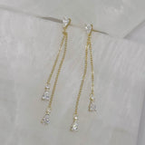 GOLD CRYSTAL DOUBLE TEARDROP DANGLE earrings
