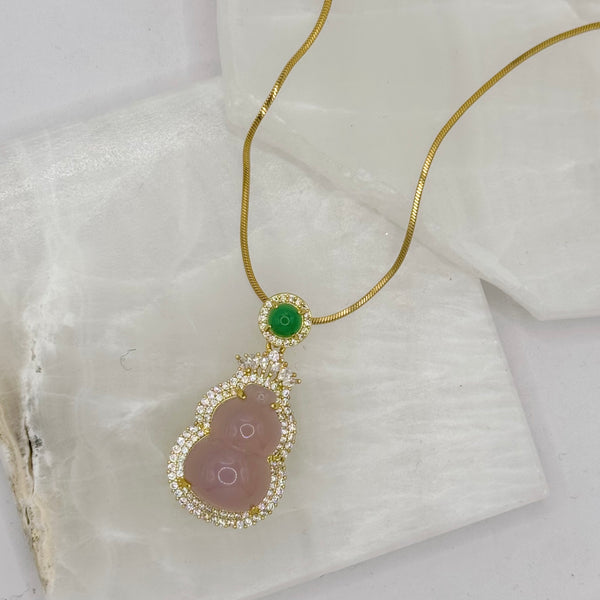 ALEEN PINK AND GREEN JADE necklace