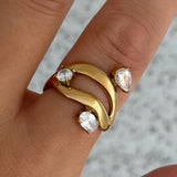 GOLD CRYSTAL ORBIT STEEL ring