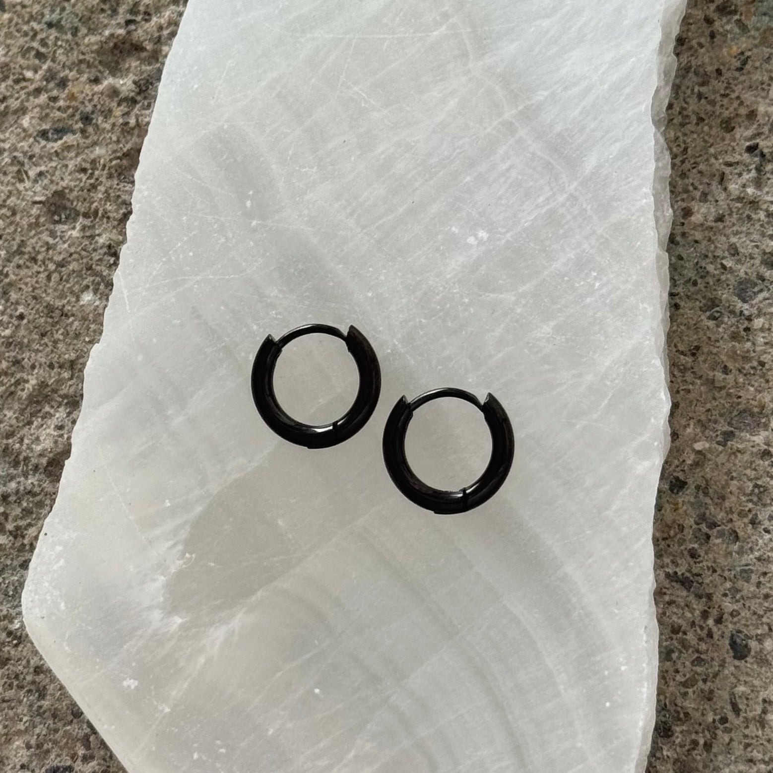 8MM BLACK HOOP earrings