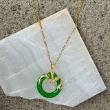 ROUND DRAGON GREEN JADE necklace