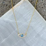 GOLD CRYSTAL DAINTY EVIL EYE MINI necklace